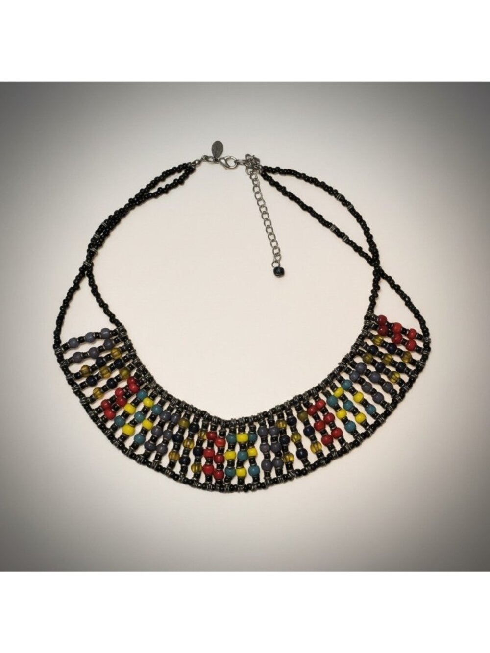 CHICO'S Multicolored Beaded Bib Necklace Adjustable Beach Cruise Casual